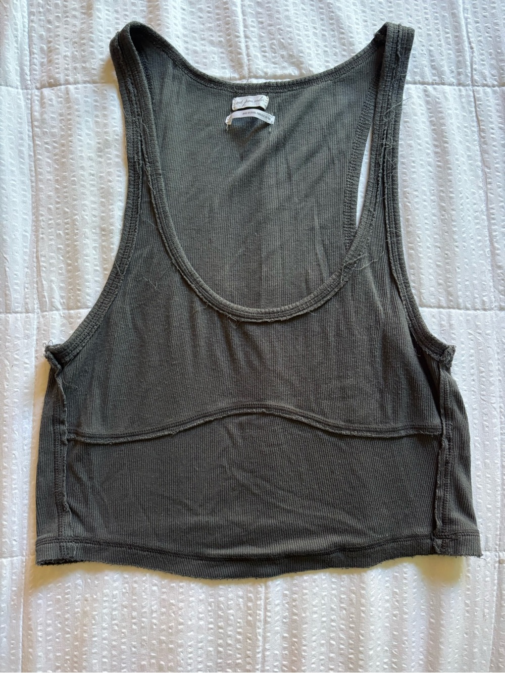 Urban Outfitters Gray Ribbed Cropped Tank Top
